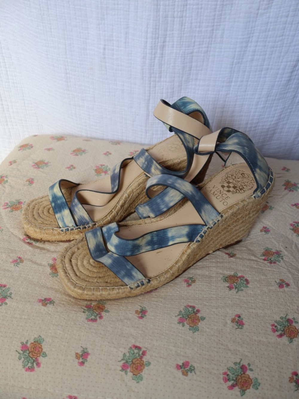 Vince Camuto Blue Tie-Dye Espadrille Wedge Sandals